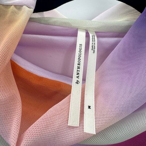 Anthropologie Maya Ruched Cowl-Neck Mesh Edition Dress Pink Combo Size M NWOT - Picture 7 of 12